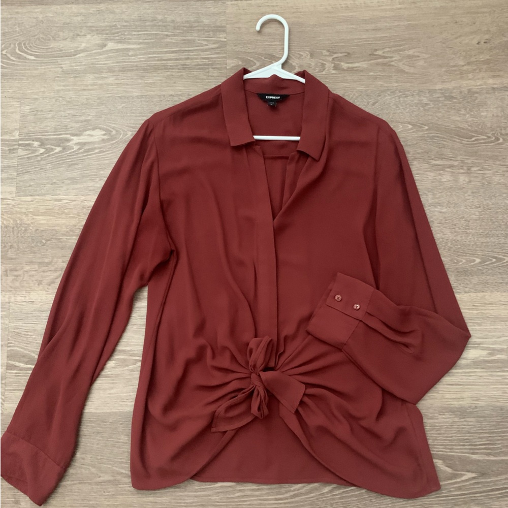 Express Terracotta Blouse with Front Knot